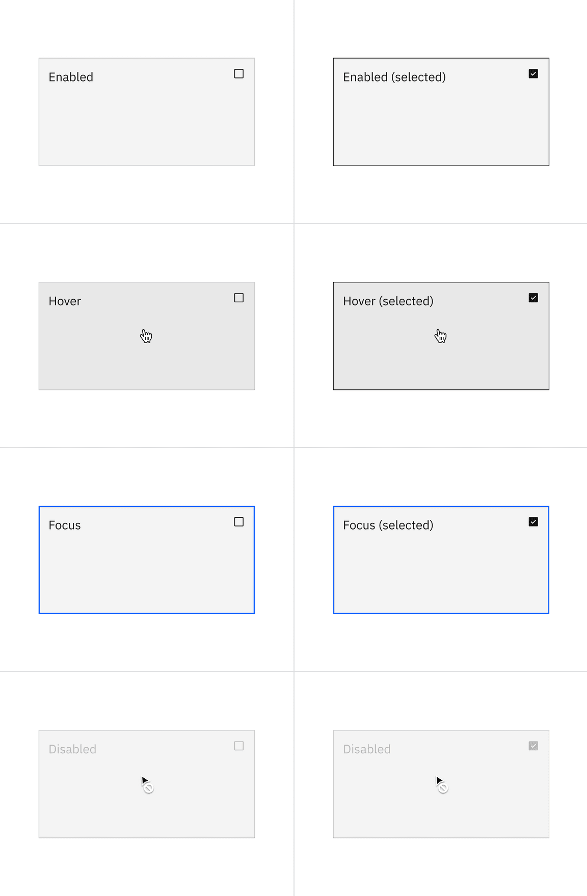 States of the multi-select tile